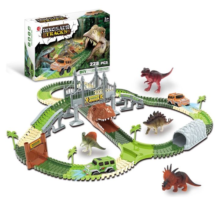 ชุดรถรางไดโนเสาร์-ชุดใหญ่-228-ชิ้น-dinosaur-tracks-big-set-228-pcs-รถราง