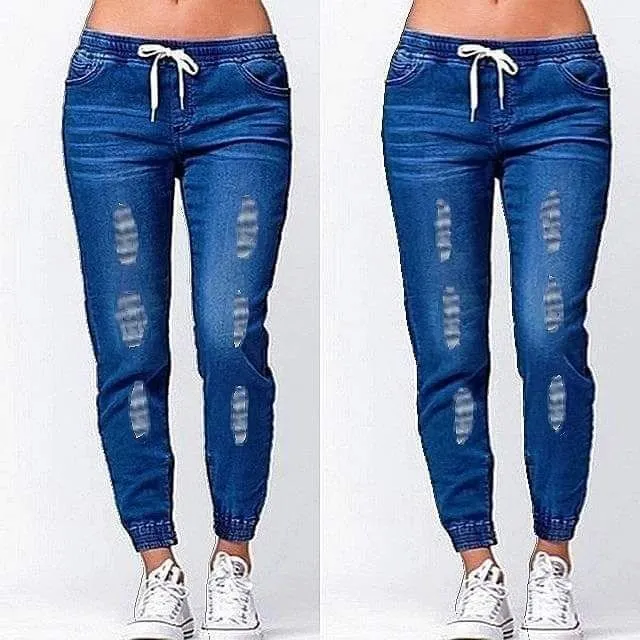 WOMEN DENIM JOGGER PANTS SOFT COTTON Lazada PH