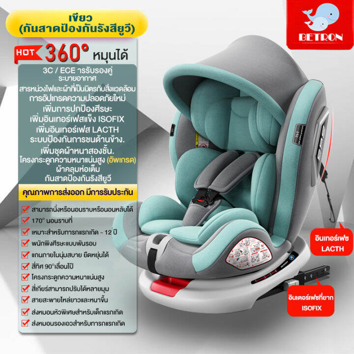 Betron คาร์ซีท Carseat คาร์ซีทเด็ก เบาะติดรถยนต์เด็ก Isofix+Latch+หมุนได้  360 องศา การป้องกันด้านข้าง | Lazada.Co.Th