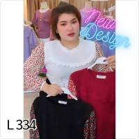 334.Lเสื้อยืดผ้ายูนิโคล่ รุ่นคอระบาย แขนชีฟองลายเชอรี่