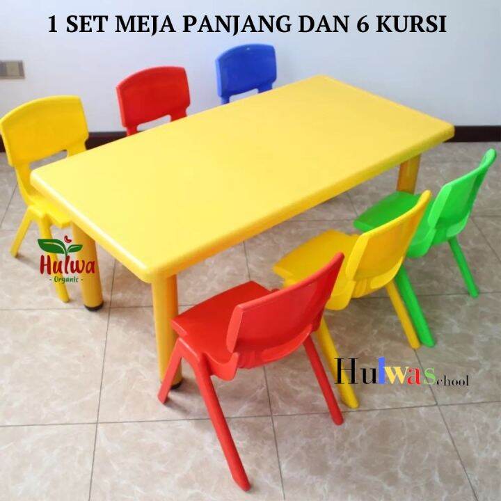 1 SET Meja Persegi Panjang Anak + 6 Kursi | Meja Anak Warna Warni Meja ...