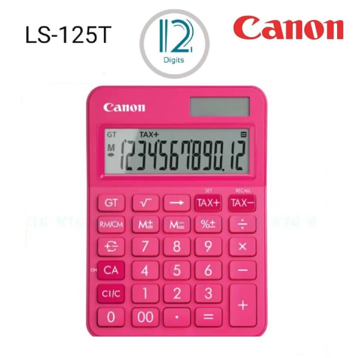 เครื่องคิดเลขตั้งโต๊ะ-12-หลัก-canon-รุน-ls-125t-สีชมพู