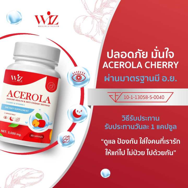 wiz-acerola-cherry-วิซต์-ผลิตภัณฑ์เสริมอาหาร-สารสกัดจากอะเซโรร่าเชอร์รี่-ผสมวิตามินซี