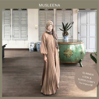 [MUSLEENA] PLEAT &amp; PLEAT ABAYA (Pre-Tailored) . 6 Colours . เดรสอัดพลีทยาวต้นตำรับ THE ORIGINAL จากมัสลีนา ใส่สบายและเพรียวมาก ซับในบริเวณอกกระดุมหน้า ตัดเย็บปราณีตมา