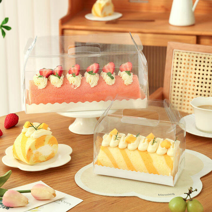 Cake Roll Packaging Box Towel Roll Mousse Box Portable Transparent ...