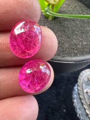 59 CARATS...16x20mm พลอยทับทิมพม่าเทียม รูปไก่ PINK RUBY OVAL SHAPE   (2 เม็ด)  BURMA RUBY COLOR