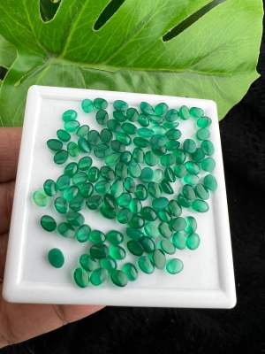 Oval cabochan Green Agate 4x3mm 2 pieces