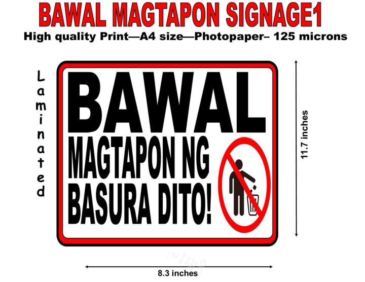 Bawal Magtapon Ng Basura Dito Signage Laminated Lazada Ph 9921