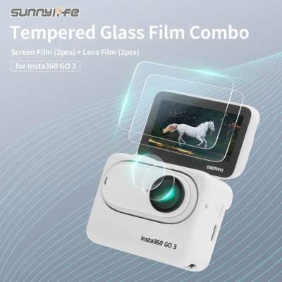 Sunnylife 2 Pack Tempered Glass Screen Lens Protector HD Clear Lens Protective Film Scratch-proof Accessories for Insta360 GO 3