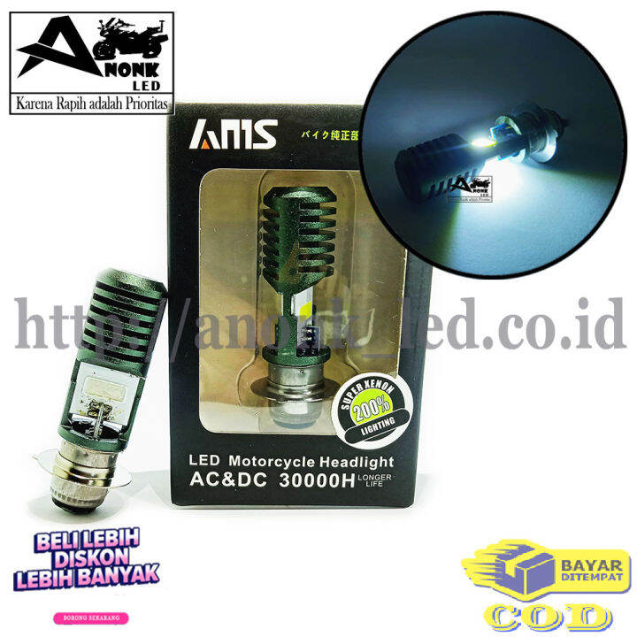 Lampu Led Motor Beat PUTIH / Lampu Led Depan AMS Sinar Putih Bisa AC/DC ...