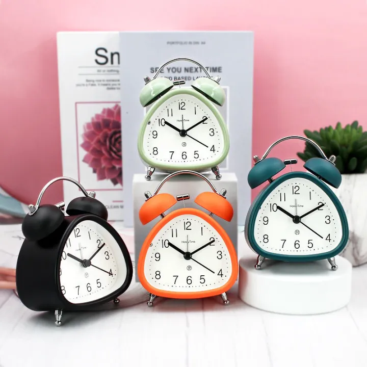 【Fan's tone】3Inches Small Twin Bell Alarm Clock Cute Triangle Shape