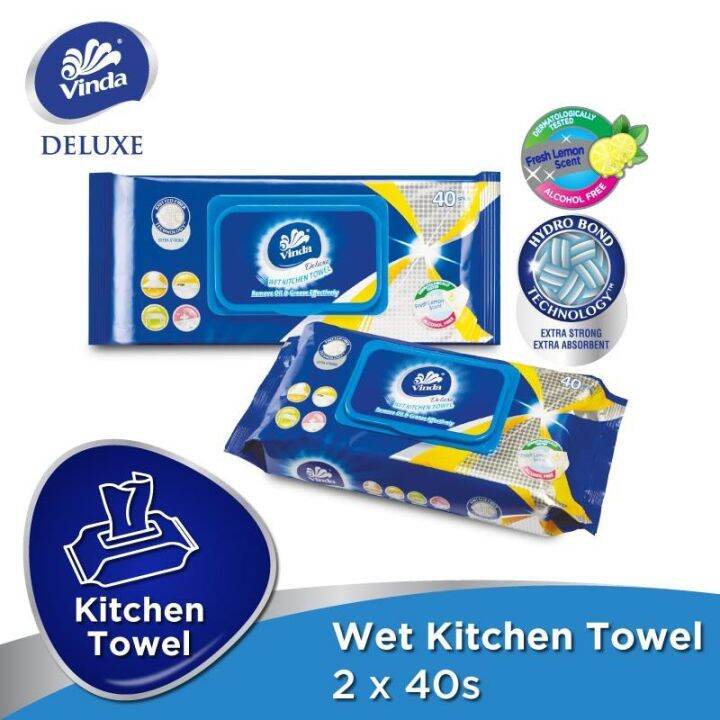 Vinda Deluxe Wet Kitchen Towel 2 x 40s Lazada