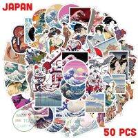 สติ๊กเกอร์ Japan 196 ?? ญี่ปุ่น 50ชิ้น กิโมโน  คลื่น kanagawa ภูเขาไฟ ฟูจิ แมว cat คลาสสิค minimal ก็อตซิลล่า Godzilla