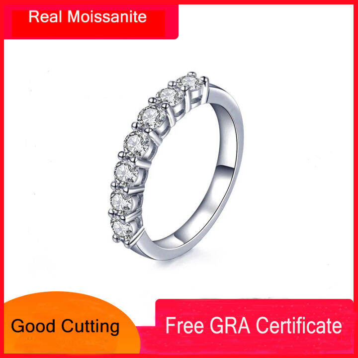 Pawnable S925 Sterling Silver nửa nhẫn vĩnh cửu cho phụ nữ 0.1 Carat