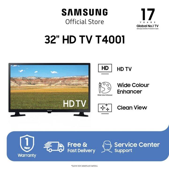 SAMSUNG LED TV 32 INCH DVBT2 32T4001 [USB MOVIE] RESMI Lazada