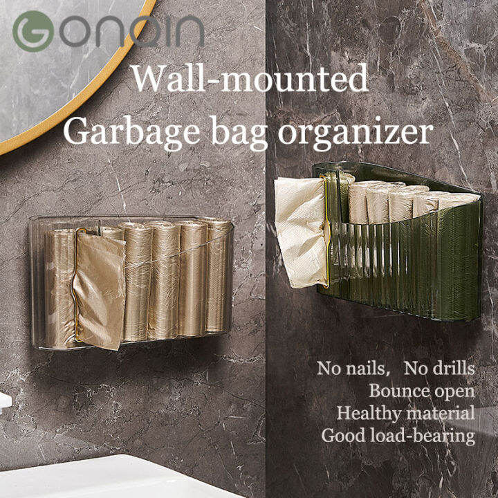 Wall Mounted Plastic Bag Holder Trash Bag Dispenser Plastic Organizer