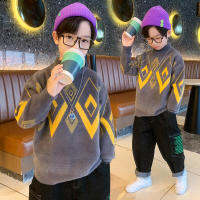 เสื้อไหมพรมเด็กผู้ชายเสื้อขนแกะคอเต่าแบบฤดูใบไม้ผลิและฤดูใบไม้ร่วงสำหรับเด็กขนมิงค์แคชเมียร์สำหรับเด็กชายวัย5-12ขวบแบบใหม่ปี2023
