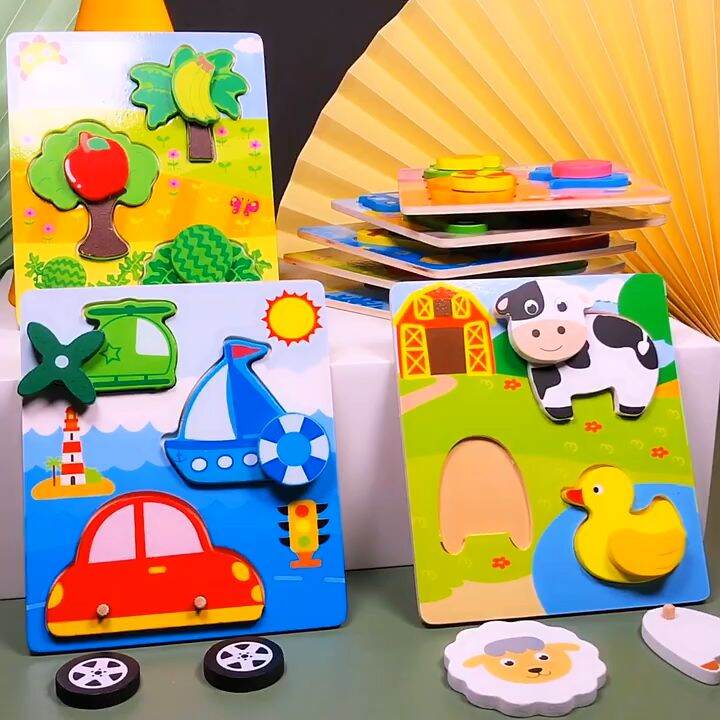 Prextex Wooden Matching Puzzle For Kids- 33 Piece Wooden