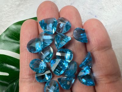 BLUE TOPAZ เพชร รัสเซีย เนื้อแข็ง พลอย บลูโทแพซ (CZ CUBIC ZIRCONIA MARQUISE  BLUE TOPAZ) LAB MADE 100%. ราคาเป็น 5 เม็ด (PIECES )( พลอย ขนาด 10X10 MM มิล...17 กะรัต