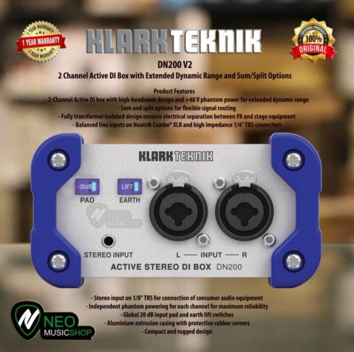 KLARK TEKNIK DN200 V2 2 Channel Active DI Box with Extended Dynamic
