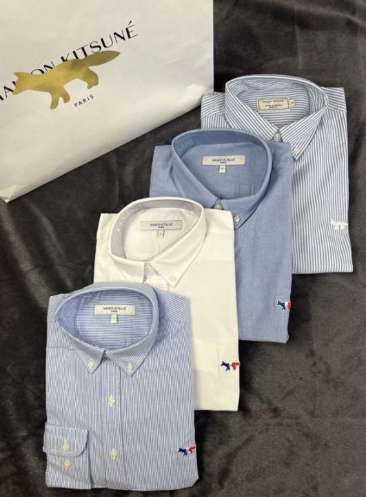 希少メゾンキツネTRICOLOR FOX PATCH CLASSIC SHIRT-