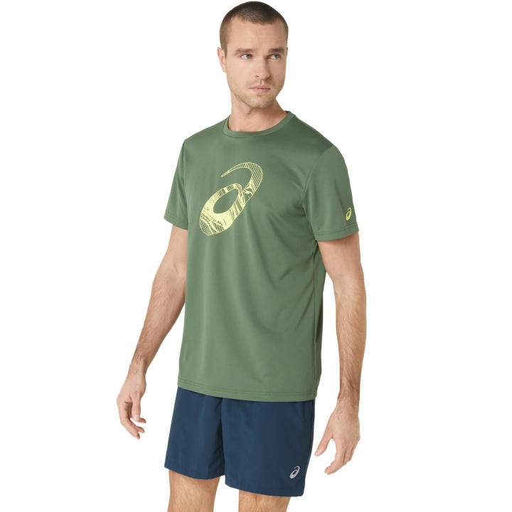 asics-asics-spiral-graphic-ss-tee-men-training-เสื้อ-ผู้ชาย-เสื้อ-เสื้อคอกลม-ของแท้-serpentine-green