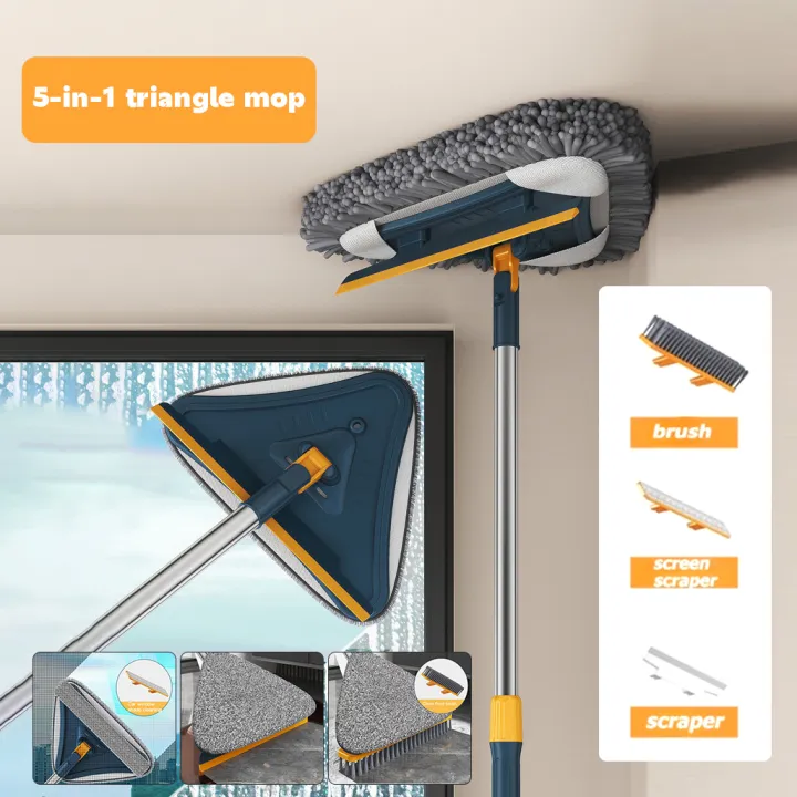 Dulcii 5in1 Triangular Mop Telescopic Floor Wall Ceiling Window