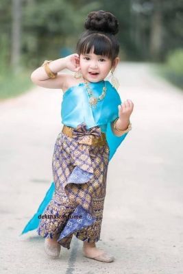 si ชุดไทย สไบ ผ้าถุงหน้านาง สวยมาก ชุดไทยเด็กผู้หญิง