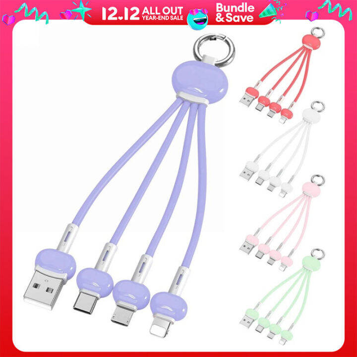 3in1 3A Fast Charging Data Cable Micro USB TypeC 8Pin Mobile Data