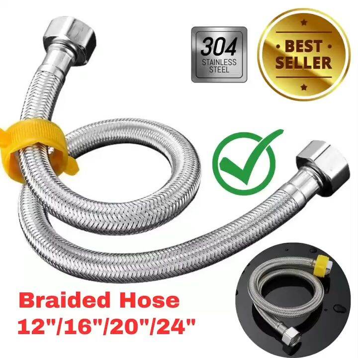 Flexible Hose Supply Heavy Duty 304 Stainless Steel 1/2"x1/2" Water