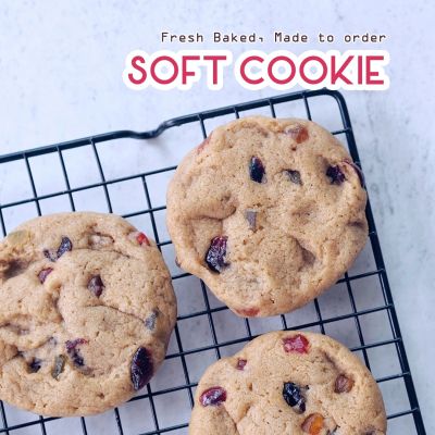 ซอฟท์คุกกี้ คุกกี้นิ่มวนิลามิกซ์ฟรุ๊ต 🍪 soft cookie vanilla mixed fruit อบสดใหม่ อร่อย ต้องลอง!
