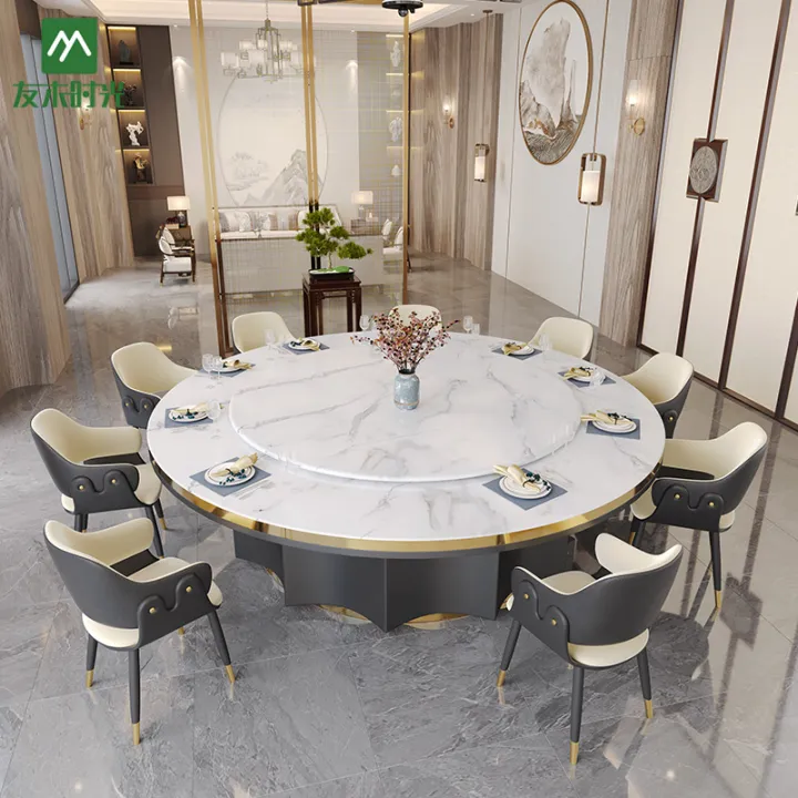 Rock Plate Large round Table Hotel Electric Dining Table with Automatic