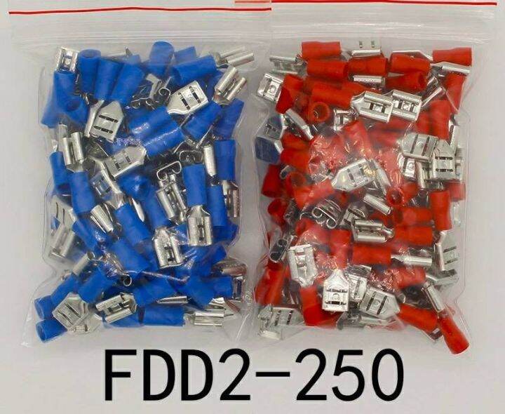 แพ็ค100ชิ้นfdd2-250-หางปลาเสียบ-ตัวเมียcrimp-สำหรับ-1-5-2-5mm2-สายเชื่อมต่อสายไฟ-100-ชิ้น-แพ็ค-fdd2-5-250-fdd-ดูที่ตัวเลือกสี