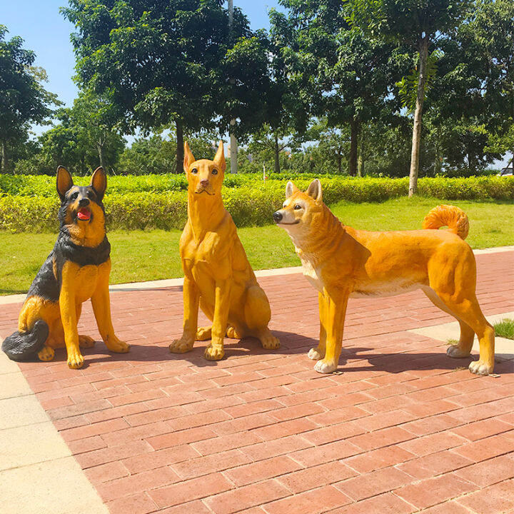 Artificial Dog Golden Retriever Ornaments Akita GRP Sculpture House