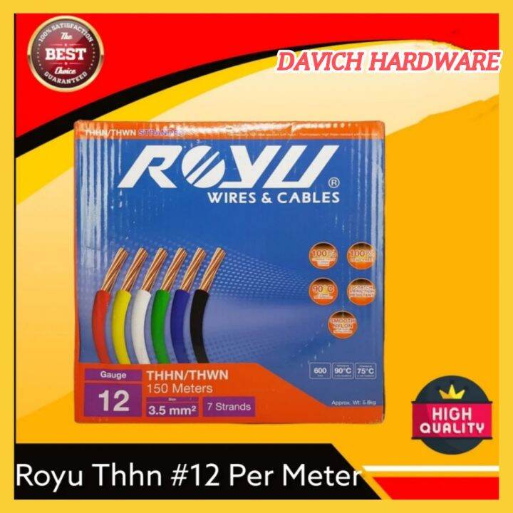 ROYU THIN WIRE THHN #12 (3.5mm) per meter | Lazada PH