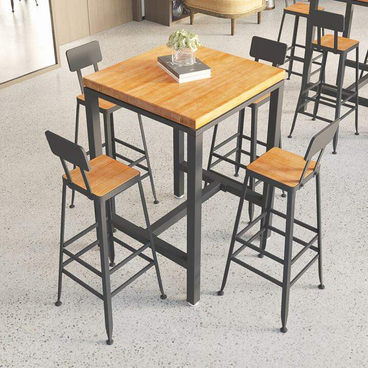 Square High Foot Bar Counter Minimalist Milk Tea Shop Cafe Iron Solid