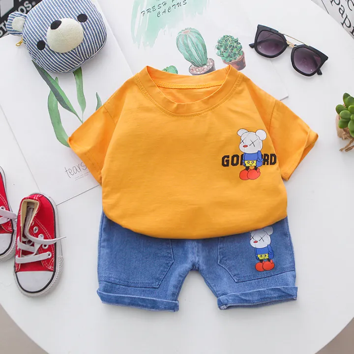 Cotton baby summer clothes 0-5 years old children's short-sleeved suit top + shorts suit cartoon pattern | Lazada PH Cotton baby summer clothes 0-5 years old children's short-sleeved suit top + shorts suit cartoon pattern | Lazada PH