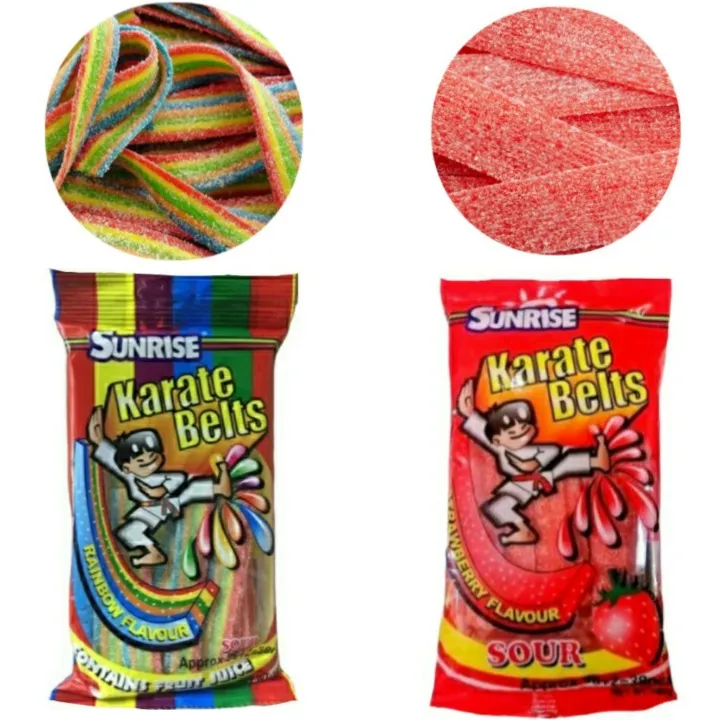 Karate Belt Rainbow/Strawberry Sweet Sour Gummy Candy Approximately 36+2=38pcs Lazada PH