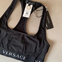 [ของแท้ 100% พร้อมส่ง] VERSACE Classic Letter Logo Sport Bra Black