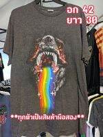 เสื้อคอกลม สีเทาดำ ลายสายรุ้งกับสัตว์ประหลาด