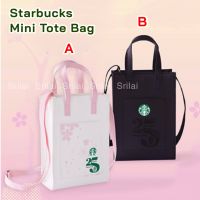 [ ✔️ของแท้ 100% ] ?️  กระเป๋า Starbucks Mini Tote Bag มี 2 แบบ สีขาว และสีดำ น่ารัก น่าใช้ ลดโลกร้อน