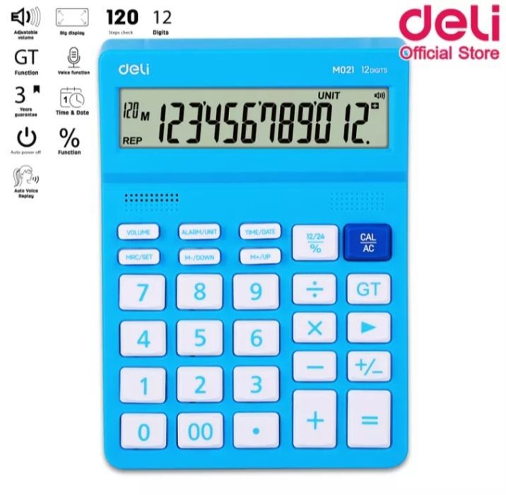 deli-m02131-m02141-calculator-12-digits-เครื่องคิดเลขแบบมีเสียง-12-หลัก-รับประกัน-3ปี-แถมถ่าน-เครื่องคิดเลขพูดได้-เครื่องคิดเลข-เครื่องคิดเลขตั้งโต๊ะ