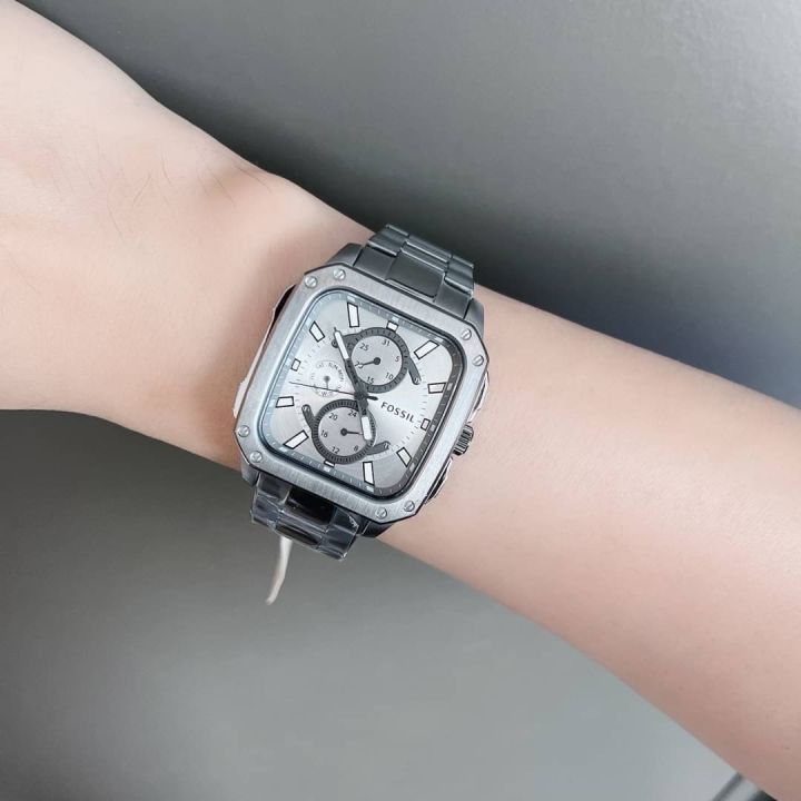 ของแท้100-นาฬิกาข้อมือ-fossil-multifunction-silver-gold-tone-stainless-steel-watch-bq2657