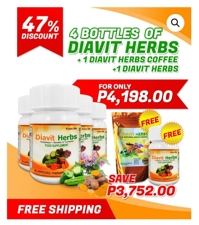 5 bottles Diavit Herbs with 1 pack coffee Lazada PH