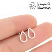 ?? พร้อมส่ง : ? ต่างหูสแตนเลสสไตล์มินิมอลลายหยดน้ำฝน | Raindrop Minimalist Stainless Steel Stud Earring.