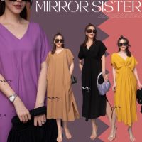 ?ป้าย Mirrorsister 20308.4 เดรสทรงเก๋ ใส่ได้2ด้าน ด้านนึงเป็นแขนสั้นคอวี อีกด้านมีดีเทลม้วนเอวเก๋ๆ ชายผ่า2ข้าง