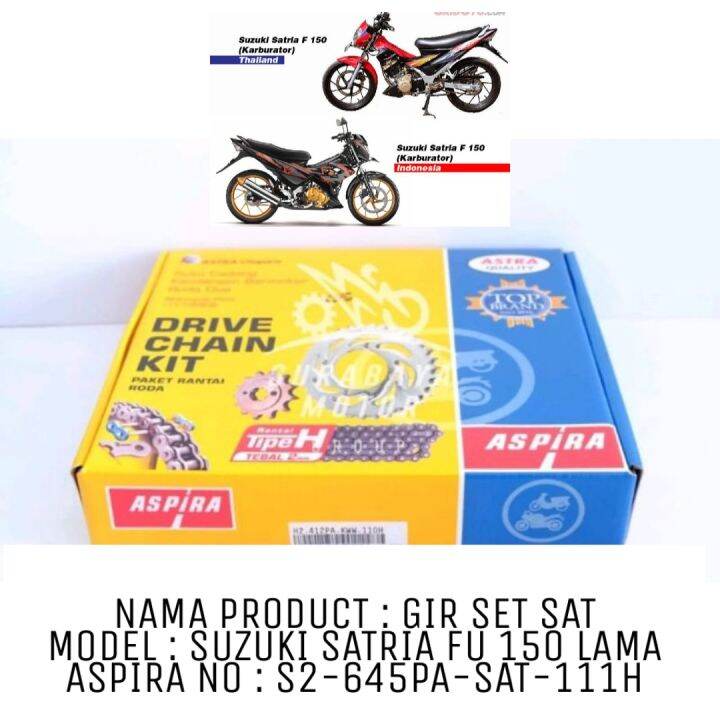 GIR SET GEAR SET + RANTAI ASPIRA ORIGINAL SAT 111H MOTOR SUZUKI