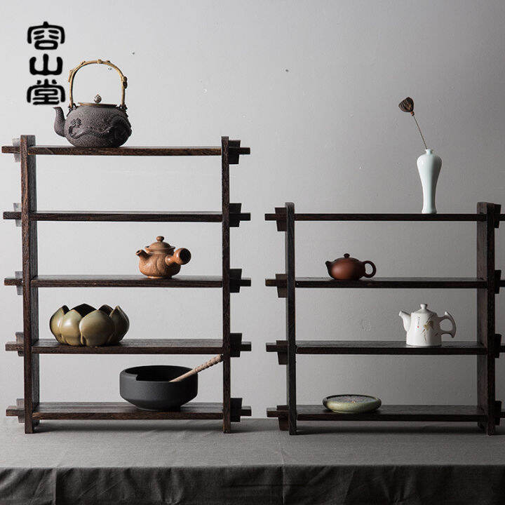 Rongshantang Solid Wood Tea Cup Shelf Tea Set Shelf Solid Wood Tea Shed