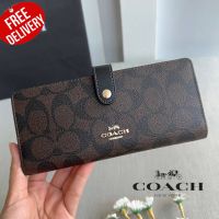 กระเป๋าสตางค์ใบยาว Coach CH414 Bi-Fold Slim Wallet in Signature Canvas