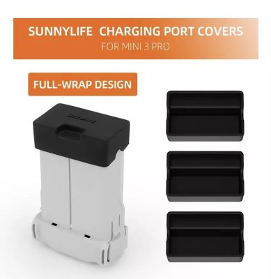 Sunnylife 3pcs Battery Charging Port Covers Dust-proof Plug Protectors Silicone Caps for Mini 3 Pro